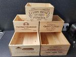 5 PACK OF MIXED GENUINE FRENCH WOODEN WINE CRATES BOXES HOME OFFICE STORAGE....