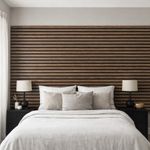 Walnut Slatted Acoustic Wall Panel 2400x600mm | Real Wood Veneer | PET Felt Back