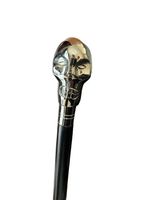 Victorian style Skull handle wooden walking stick Solid Brass (NICKLE PLATED)