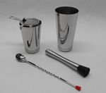 5 Piece BOSTON SHAKER SET Strainer, Muddler, Spoon & 2x WEIGHTED Tin Bar Kit