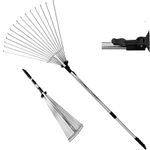 Adjustable Telescopic Metal Garden Rake Tools Leaf Telescopic Handle Lawn Grass