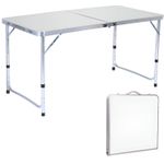 4ft Portable Folding Camping Table Height Adjustable Aluminium  Picnic BBQ Desk