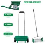 Garden Lawn Roller & Spreader for Seed, Fertiliser, Soil, Grit-Adjustable Handle