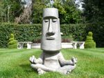 Easter Island Moai Garden Statue Meditation Ornament Outdoor Stone Effect Figure