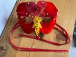 Cirque du Soleil Judith Rauchfus red velvet masquerade carnival mask & ribbons