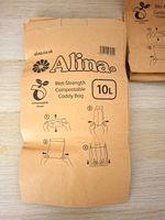 10 Pack Alina Wet-Strength Compostable Food Waste Caddy Bin Liners 10L Brown
