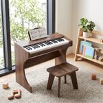Wooden Kids Piano 37 Keys Digital Piano with Stool Music Stand & Microphone