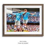 Kevin De Bruyne & Sergio Kun Aguero Hand Signed Man City 16x12 Big Photo + COA