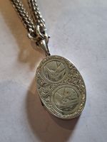 Antique Victorian Sterling Silver Photo Locket On a Vintage Necklace Chain