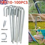 10-100Pcs Tent Pegs Heavy Duty Steel Marquee Ground Stakes Gazebo Camping Awning