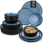 vancasso Dinner Set for 6, Stoneware Plates and Bowls Set, 18-Piece, Blue