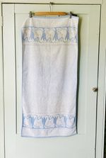 Vintage 80s Towel. Vintage Swan Design. Blue & White. Double Sided. 100% Cotton