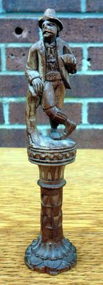 19th century antique carved wood treen Black Forest figural pipe tobacco tamper