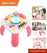 Cemirk Baby Activity Table - Educational Musical Toy for 6-36  - Pink