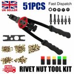 51pcs Professional Hand Nut Tool Riveter Rivnut Gun Kit Mandrels Repair M3-M8
