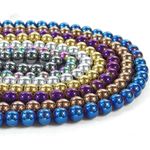 15-15.5''Silver gold blue purple Hematite round&faceted 4-12mm gemstone beads