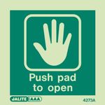 Jalite Push Pad to Open Sign - 4273A - Rigid PVC