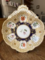 Antique Porcelain Cabinet Plate Cobalt Blue & Gilt Hand Painted Floral c 1900