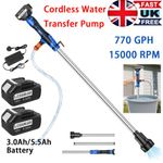 770GPH Cordless Stick Water Transfer Pump w/ 2 Battery For Makita 18V Battery