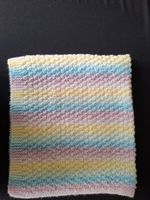 Soft Snuggly Multi Coloured Hand Knitted Baby Blanket Cot Pram Crib. New.