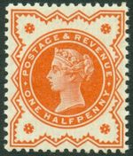 GB QV SG197, ½d vermilion, NH MINT.