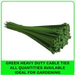 Green Cable Ties. Small, Medium & Large Size Zip Tie Wraps. Ideal for Garden