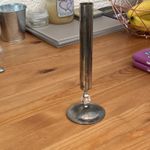 Silver Plate Candlestick Candle Holder with Clear Faceted Glass Knop