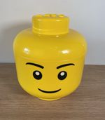 LEGO Head Large Storage Box Tub Lidded Yellow Smiling Face 27cm Stackable