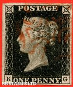 SG. 2. A1 (2). AS5h. " KG ". 1d Black. Plate 1b. A fine used example canc B67735