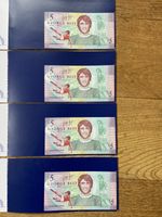 4 x George Best £5 notes | Consecutive no. | uncirculated | original folders