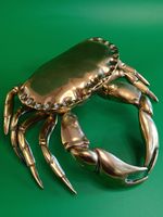 Unusual Victorian Antique Hinged Brass Crab Inkwell - Desktop Collectible