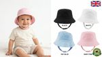 Infant Baby Toddler Cotton Sun Hat Wide Brim Chin Strap UV Protection Summer 