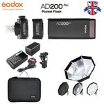Godox AD200Pro TTL HSS Pocket Flash Strobe Light Set with AD-S7 Grid Softbox