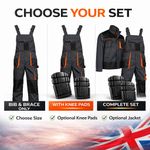 Heavy Duty Mens Work Overalls Bib & Brace Poly Cotton Knee Pad Option EU44?64 UK