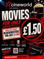 1x Cineworld Cinema ticket For £1.50: Monday To Sunday - READ DESCRIPTION