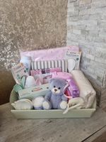Pink baby shower hamper luxury baby girl basket newborn mum to be boxed gift set