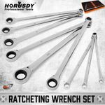 9PC Extra Long Ratcheting Wrench Set Double Box End Spanner Kit Metric 8-22MM