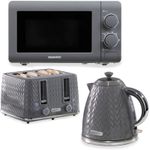 Daewoo Argyle Grey Kettle 4 Slice Toaster & 800W 20L Microwave Matching Set