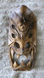 Hand Carved Wooden Tribal Decorative Wall Mask Hanging, Brown