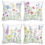 Bonhause Spring Floral Cushion Covers 45 x 45 x 45 cm (Pack of 4), Flower-4 