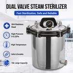 18L Electric/Gas Steam Autoclave Steriliser Dual Valve Stainless Medical Eqpt UK