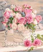 5D DIY Pink Roses Bouquet Diamond Art Kit Crystal Embroidery Rhinestone Canvas