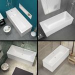 Modern Bathroom Single & Double Ended Straight Bath Gloss White Acrylic Bathtub