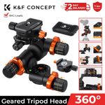 K&F CONCEPT 360°Geared Tripod Head Pro, 3-Way Ball Head with Quick Release Plate