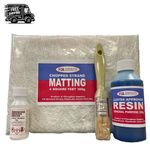 Fibreglass Repair Kit. Glass Fibre Mat, Premium Resin, Cataylst & Brush.