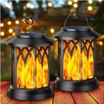 KOOPER Solar Lights Outdoor Garden, 2 Pack Hanging Solar Lanterns with Realistic
