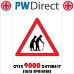 SIGN Elderly People Crossing Residential Area Speed Slow Moorists Traffic TR660A