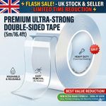 Heavy Duty Double-Sided Nano Tape Reusable Strong Stick Mounting Gel Clear UK