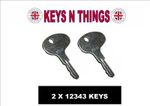 2 X 12343 / 123243 Caterpillar Mitsubishi Kubota Kumiai Beaver Forklift keys.