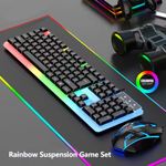 Gaming Keyboard Mouse Set USB Rainbow RGB LED Wired For PC Laptop PS5 X-box One